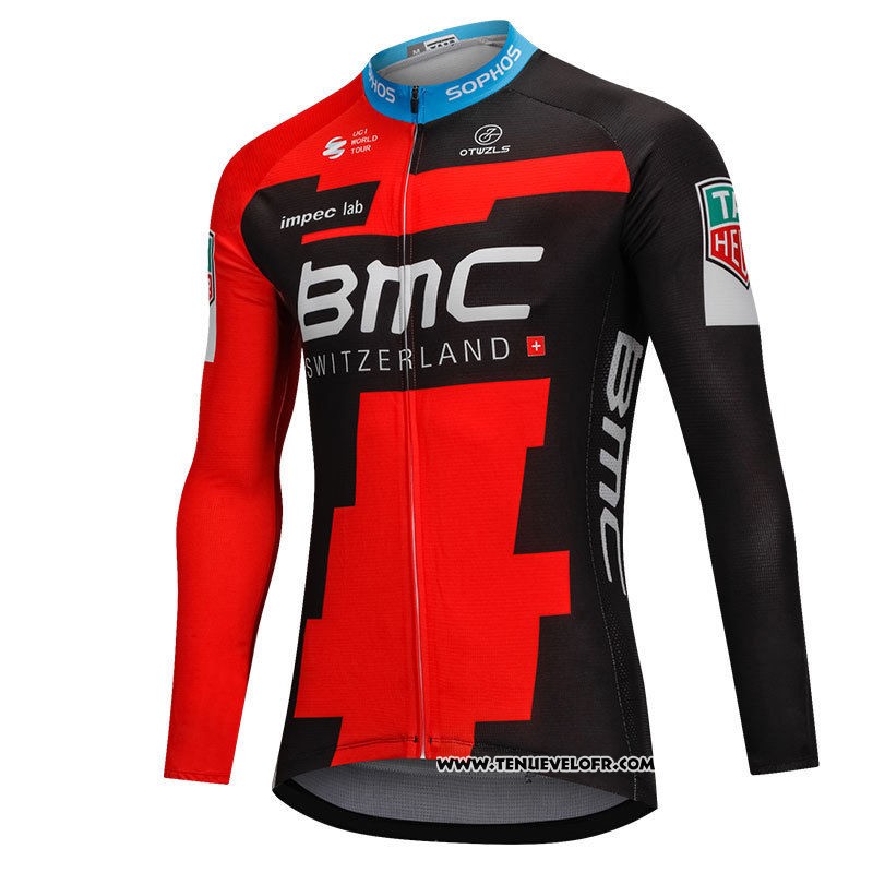2018 Maillot Ciclismo BMC Rouge et Noir Manches Longues et Cuissard